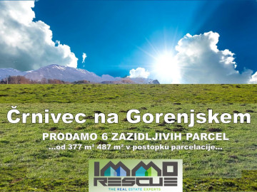 Prodamo 6 zazidljivih parcel na Črnivcu pri Brezjah <br>GPS 46.332674, 14.220652